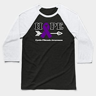 Hope - Cystic Fibrosis Awareness Purple Ribbon Baseball T-Shirt